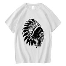 Xin yi camiseta masculina casual de alta qualidade, 100% algodão, camiseta estampada com cabeça indiana, solta, hip-hop, masculina, tecido confortável, legal 2024 - compre barato