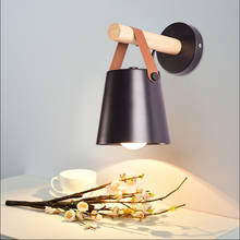Lámpara de pared de madera para decoración del hogar, luz LED E27, nórdica moderna, blanca/negra, mesita de noche, accesorios de iluminación para sala de dibujo 2024 - compra barato