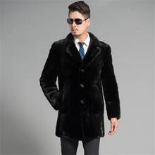 Кожаная куртка средней длины из искусственного меха норки, Мужская зимняя меховая кожаная куртка, Мужская свободная Куртка jaqueta de couro B119 2024 - купить недорого
