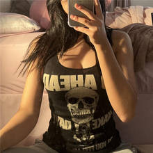 Xingqing Gothic Street Skull Print Tshirt y2k Aesthetic Hip Hop Sleeveless Vest Rock Vintage Women Clothes Anime Harajuku Tee 2024 - compre barato