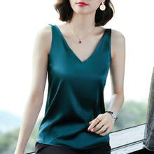 Korean Silk Women Camis Woman Satin Silk Tank Tops Women Elastic Strap Halter Top Woman Sleeveless V-Neck Camis Top 2022 Summer 2024 - buy cheap