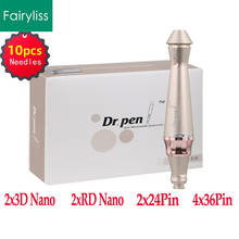 Dr. Pen-pluma eléctrica Derma Ultima E30 profesional, con agujas de bayoneta, tatuajes, Mircro, mesoterapia, maquillaje, cuidado de belleza, 10 Uds. 2024 - compra barato