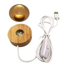 Round Wooden 3D Night Light Base Holder LED Display Stand for Crystals Glass K9FB 2024 - buy cheap