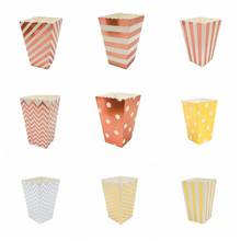 12pcs Gold/Silver Stiff Paper Mini Party Popcorn Boxes Pop Corn Candy/ Sanck Favor Bags Wedding Birthday Movie Party Tableware 2024 - buy cheap