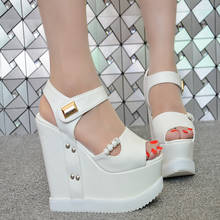 Wedges 15cm High Heel Shoes Night Club Summer Sandals For Women Platform  Black Summer  women sandals 2024 - buy cheap