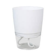 Plastic Flower Pot Garden Transparent Double Layer Self Watering Flowerpot Cotton Rope Watering African Violet Plant Pot Baskets