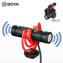 Boya microfone estéreo de cabeça dupla para smartphone, microfone com cabeça dupla para pc vlog, para transmissão ao vivo em câmera dslr, com espingarda, vídeo de entrevista e microfone 2024 - compre barato