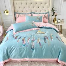 Svetanya Green Feathers Dreamcatcher Embroidery Silk Cotton Bedlinens Print Bedding Set Sheet Pillowcase Duvet Cover 2024 - buy cheap