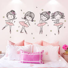 Shijuekongjian-pegatina de pared de bailarinas para niñas, calcomanías murales de dibujos animados para habitación de niños, dormitorio de bebé, Decoración de casa de guardería 2024 - compra barato