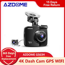 AZDOME GS63H 4K/2880*2160P WiFi Автомобильный видеорегистратор с двумя объективами задняя камера для автомобиля Встроенный GPS WDR с функцией ночного видения Dashcam 2024 - купить недорого