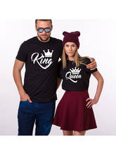 Camiseta de King Queen para parejas, ropa con estampado de corona para parejas, camisetas informales de cuello redondo, camisetas para parejas, ropa de Outfist 2024 - compra barato