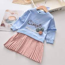 Girls Dresses Autumn Casual Children Clothes Flower and Letter Pattern Fashion Dress 3-7 Years Patchwork Girl Outfit 2024 - buy cheap