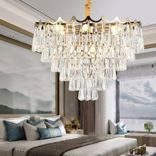 Lámpara de araña de lujo, accesorio de luz de Cristal colgante dorado, para sala de Estar, comedor, LED, Lustre, lámpara de decodificación para el hogar 2024 - compra barato