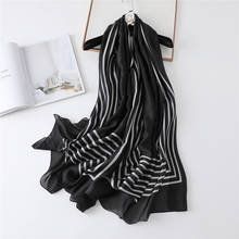 Women New Fashion Autumn Striped Scarf Beach Silk Shawl Long Wraps Hot Pashminas Elegant Foulard for Female Luxury Brand 2020 2024 - buy cheap