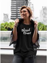 Camiseta de manga corta con estampado de letras de Blessed Mama para mujer, camiseta divertida informal, Yong Lady Mom Life Regular, cuello redondo 2024 - compra barato