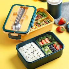 Bento box-fiambrera cuadrada a prueba de fugas para niños, contenedor de comida para estudiantes, Material de paja de trigo, estilo japonés, con compartimento 2024 - compra barato