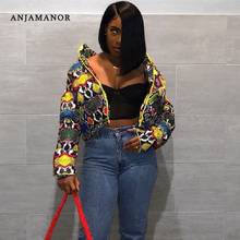 ANJAMANOR Fashion Printed Bubble Coat 2020 Winter Clothes Women Parkas Zip Up Cropped Puffer Jackets Clothing D30-EI40 2024 - buy cheap