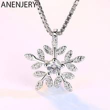 ANENJERY Silver Color New Arrival Zirconia Snowflake Necklaces For Women Best Christmas Gifts Jewelry Dropshipping S-N142 2024 - buy cheap