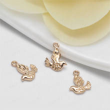 20PCS 13x10MM 24K Champagne Gold Color Plated Brass Pigeon Birds Charms Pendants High Quality Diy Jewelry Accessories 2024 - buy cheap