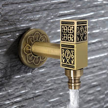 Grifo de latón dorado tallado Retro Para montaje en pared, grifería para lavadora, decoraciones de lujo para jardín y baño al aire libre 2024 - compra barato