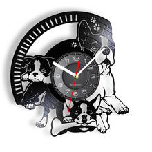 Boston Terrier Decoration Vinyl Record Wall Clock Home Decor Puppy Dog Breed Pet Silent Non Ticking Wall Watch Dog Lover Gift 2024 - buy cheap