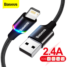 Baseus LED USB Cable For iPhone 12 11 Pro Xs Max X Xr 8 7 6 6S Fast Charging Charger Mobile Phone Data Cable For iPad Wire Cord 2024 - купить недорого
