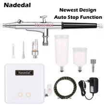 Nasedal 0.3mm Airbrush Auto-Stop Air Compressor Kit Spray Gun Face Skin Replenishment Makeup Cake Model Painting Tool NT-34 2024 - compra barato