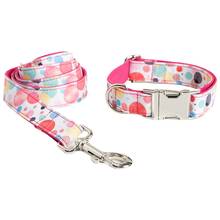 Dog Collar and Leash Set with Bow Tie Pretty Tropical Leaves Metal Buckle Big and Small Dog&Cat Collar Pet Accessories 2024 - buy cheap