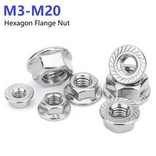 Hexagon Flange Nut 304 Stainless Steel M3 M4 M5 M6 M8 M10 M12 M14 M16 M20 Flange Lock Nut DIN6923 Serrated Slip Locking Nut 2024 - buy cheap