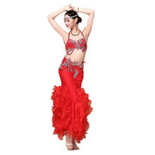 Performance Belly Dance Costume Set Belly Dancing Luxury Egyptian Costumes Oriental 3pcs Suit Rhinestone Bra Belt And Skirt 2024 - buy cheap