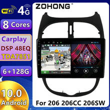 Radio Multimedia con GPS para coche, reproductor de vídeo estéreo con Android 10, DSP, 4G, 2 Din, para Peugeot 206, 206CC, 206WS 2024 - compra barato