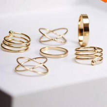 6 Pcs/Sets Vintage Hand Knuckle Rings Set For Women Metal Spring Shape Hyperbole Style Fashion Jewelry 2024 - buy cheap