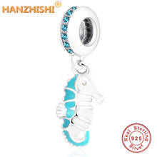 925 Sterling Silver Hippocampus Pendant European Enamel Charms Fit Original Pandora Snake Chain Bracelet DIY Jewelry Making 2024 - buy cheap