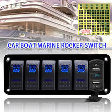 6 Gang Car Boat Marine Rocker Switch Panel Dual USB LED Circuit Breaker Voltage 2024 - buy cheap