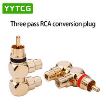 YYTCG 2pcs 1pc red+ 1pc back Gold Plated RCA Plug 1 Male to 2 rca Female AV Audio video Splitter cable Adapter jack connector 2024 - buy cheap