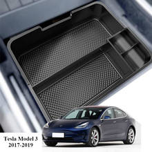 Чехол-органайзер для Tesla, модель 3, аксессуары для автомобиля, центральный автомобильный подлокотник для хранения, черный контейнер, перчатки, 2017, 2018, 2019 2024 - купить недорого