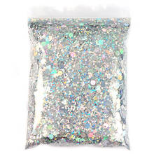 50G Holographic Mixed Hexagon Shape Chunky Nail Glitter Silver Sequins Laser Sparkly Flakes Slices Manicure Nails Art Decoration 2024 - купить недорого