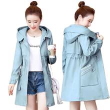 Fashion Women's Trench Coat 2020 New Spring  Autumn Coat Mid-Long Hooded Slim Solid Color  Casual Windbreaker Outwear Tooling 2024 - buy cheap