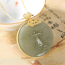 Son Sun Wukong Grey Jade S925 Cheongsam Song Hanfu necklace jade pendant lucky pendant sweater chain Retro Fashion Gem 2024 - buy cheap