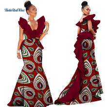 African Print Dresses for Women Bazin Riche Ruffles Size Flower Vestidos Mermaid Long Dresses Traditional Africa Clothing WY3033 2024 - buy cheap