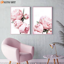 Cor-de-rosa flor imprime parede lona arte decoração para casa sala de estar imagem cartaz nódica pintura sem moldura 2024 - compre barato