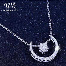 WEGARSTI-collar de circonita para mujer, colgante de Luna y estrella de cristal para boda, accesorios de plata 925, regalo elegante 2024 - compra barato