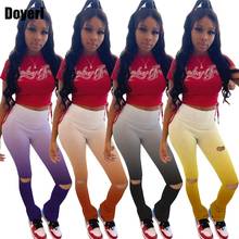 Tie Dye Stacked Leggings Woman Pants Casual High Waist Summer Streetwear Stacked Sweatpants Joggers Women Ruched Flare Pants 2024 - buy cheap