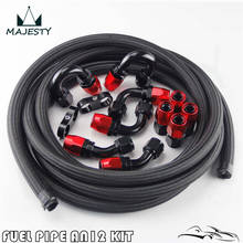 AN-12 Nylon/ STEEL NBRAIDED AN12 STAINLESS OIL / fuel  line/hose + 12AN Fitting  12-AN Hose End Adaptor KIT Black 2024 - buy cheap