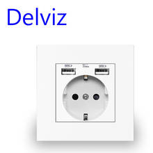 Delviz Wall USB Power Socket, Many New style Panel, Bedroom socket,AC 110V-250V 16A Wall Embedded, Double usb EU Standard Outlet 2024 - buy cheap