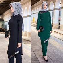 Eid Two Piece Muslim Sets Abayas for Women Tops and Pants Turkey Dubai Abaya Dress Ramadan Islam Clothing Musulman Ensembles 2024 - buy cheap