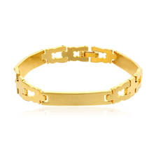 Yellow Gold Color Polish Watch Wristband Chain bracelet Homme Bangles Bracelets for Women Men Jewelry Pulseras Hombre 8" 2024 - buy cheap