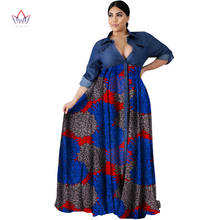 Bintarealwax Africa Dresses for Women New Arrival Summer Denim Shirt Dress Vestido Plus Size Long Deep V-Neck dresses WY4876 2024 - buy cheap