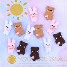 Cabochão de resina de desenho animado kawaii, coelho urso, costas lisas, decoração de telefone, artesanato, faça você mesmo, acessórios de laço de cabelo de crianças com 10 peças 2024 - compre barato