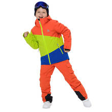 Traje de esqui infantil com capuz, traje de esqui quente à prova de vento para meninos, roupas de neve para bebê meninos, conjuntos de snowboard, 2020 2024 - compre barato